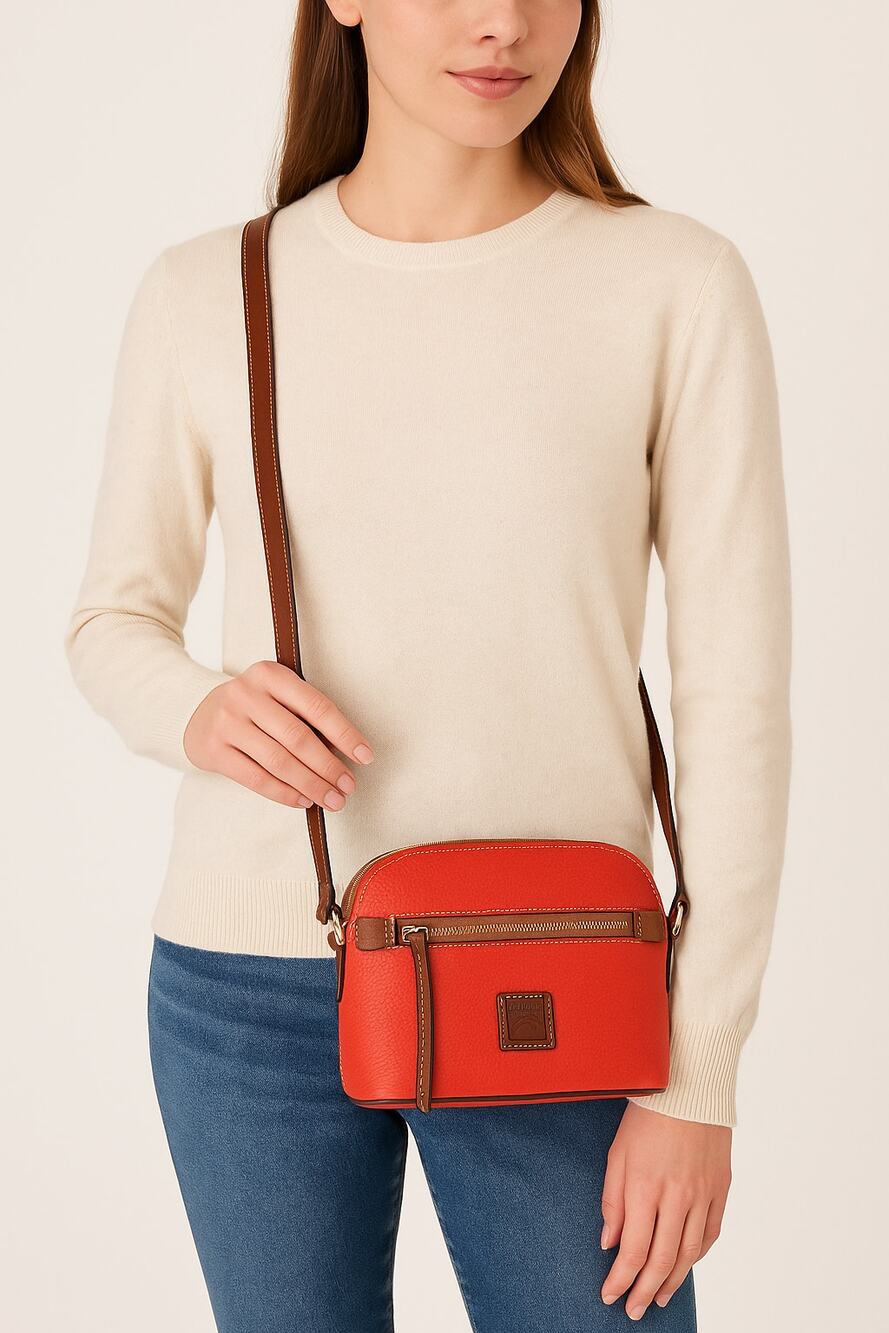 Dooney & Bourke Red Pebbled Leather Mini Crossbody Bag